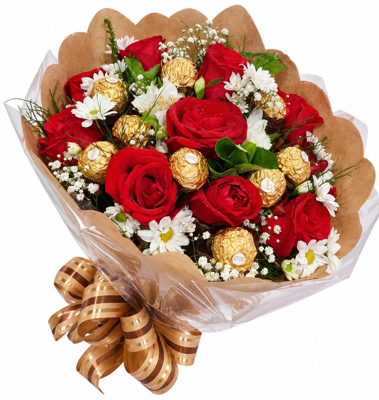 Buque 12 rosas + 12 Ferrero Roche